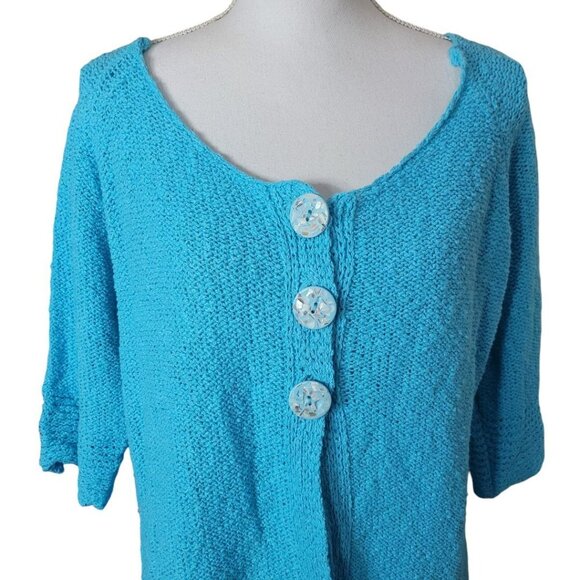 Lulu Blue Cardigan Knit Button Sweater Womens Large Bright Church Easter - Picture 8 of 9